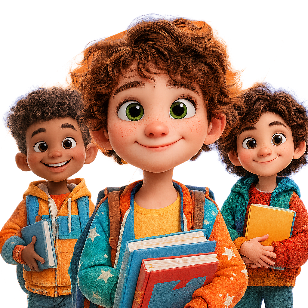 Estudantes sorrindo com livros